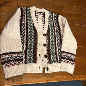 Christian Lacroix Knit with Burgundy and Cream Pattern